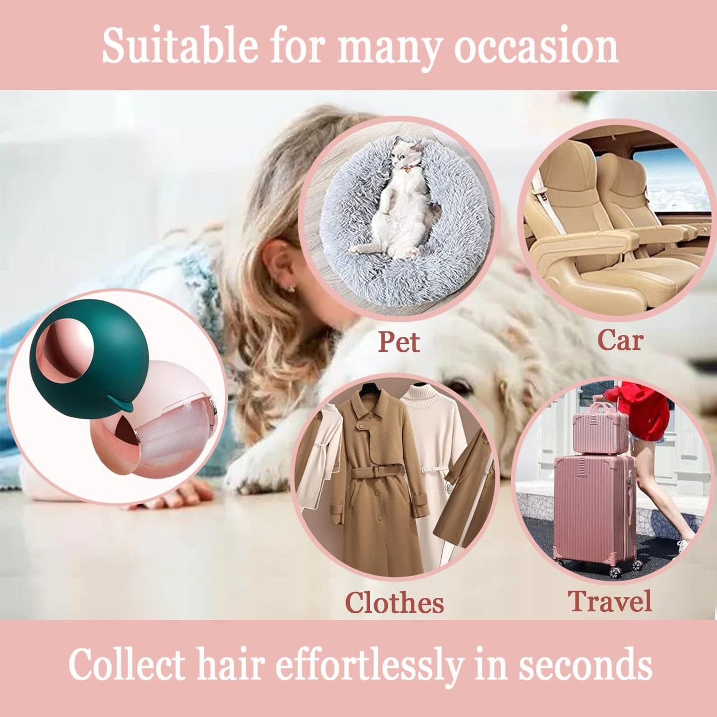 Reusable Fur, Hair, Lint Remover Roller Ball
