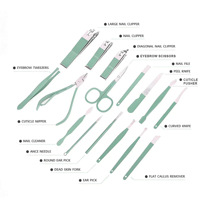 Nail Clippers Portable Set 16pcs