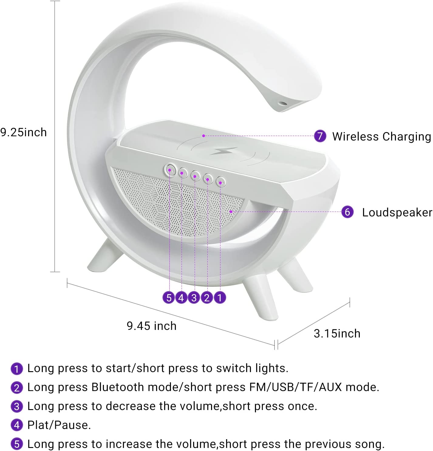 Premium Lamp Multifunctional Wireless Charger With Speaker